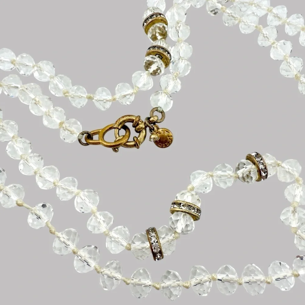 J. Crew Clear and Gold Beaded Necklace